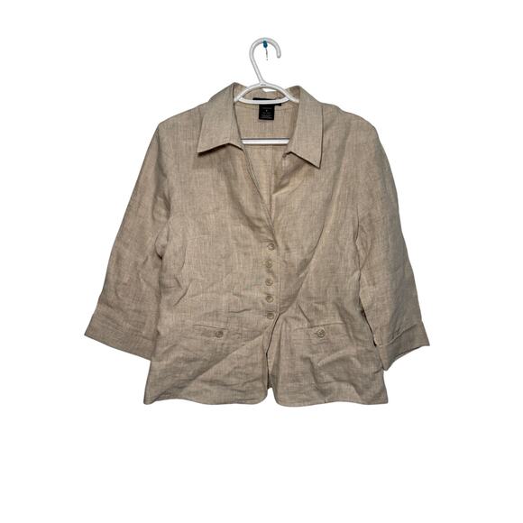 Willi Smith beige linen blazer womens 8 career preppy office business old money - Picture 1 of 7